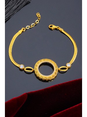 INNUENDO JEWELRY 925 Ayar Gümüş Taşlı Halka Detaylı Çeyrekli Bileklik