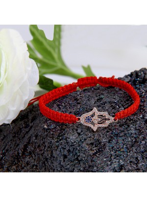Kuyumcudükkanı Kuyumcudukkani "hamsa"makrome Ipli Bileklik- 40044-R-W-R