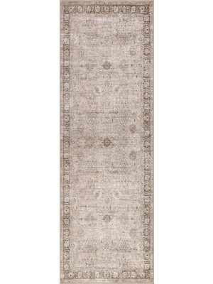 Halımax Atelier 504 Soft Greige Eskitme Vintage Halı Etnik Hol Antre Halısı Otantik Yıkanabilir Yolluk