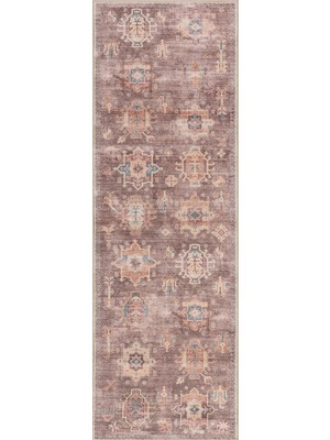 Halımax Atelier 502 Dusty Rose Eskitme Vintage Halı Etnik Hol Antre Halısı Otantik Yıkanabilir Yolluk