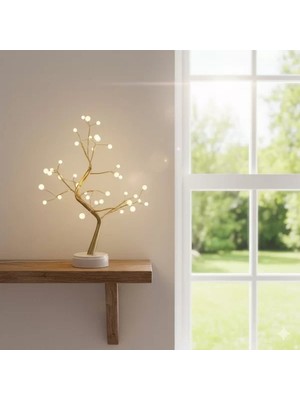 Masaüstü Boncuklu Şarjlı Ağaç Lamba Midastech