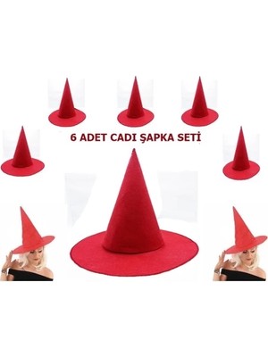 Gültekin Kırmızı Keçe Cadı Şapkası Yetişkin-Çocuk Uyumlu