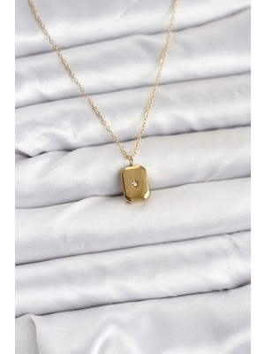 Gültekin 316L Çelik Zincir Gold Renk Minimal Kutup Yıldızı Model Kadın Kolye