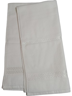 Abarta Fiesta Kadife 50*90 cm Punch Nakış Boşluklu Havlu Beyaz 1 Adet