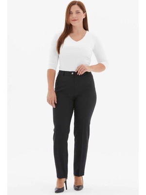 Selen Büyük Beden Spor Cep Boru Paça Pantolon  /  Siyah