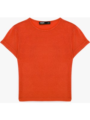 Koton Slim Fit Kısa Kollu Bisiklet Yaka Viskon Spor Tişört
