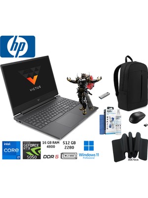 Hp victus Intel Core I7-13620H 16GB 512GB SSD 8gb RTX5050 W11 Pro 144Hz 15.6" Fhd Duddi Çanta+Mouse+Mousepad+Usbbellek+Temizlikkit
