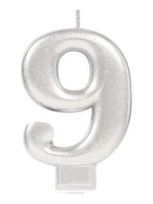 Gültekin 9 Rakamı Mum Gümüş Renk