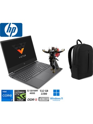 Hp victus Intel Core I7-13620H 32GB 512GB SSD 8gb RTX5050 W11 Pro 144Hz 15.6" Fhd Duddi Çanta