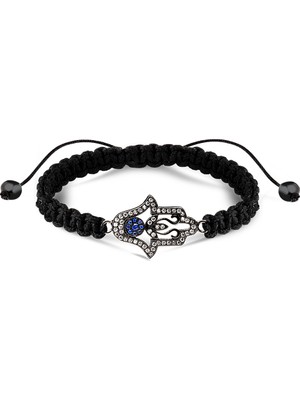 Kuyumcudükkanı Kuyumcudukkani "hamsa"makrome Ipli Bileklik- 40054-B-W-BLK