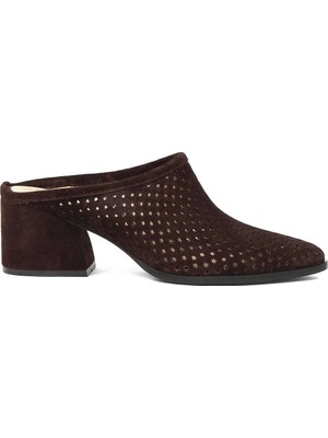 Celal Gültekin Kadın Kahverengi Kalın Topuklu Süet Deri Terlik