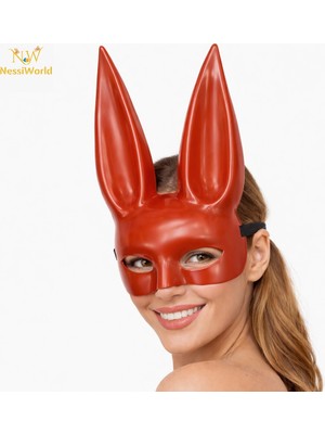 Freedom Storee Uzun Kulaklı Kırmızı Lüks Tavşan Maskesi