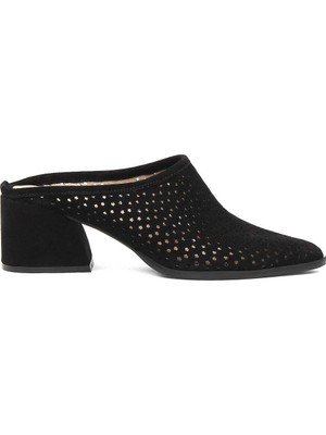 Celal Gültekin Kadın Siyah Kalın Topuklu Süet Deri Terlik