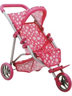 Markaon 0663 Puantiye Desenli, 3 Tekerlekli ve Tenteli Oyuncak Puset - Nessiworld