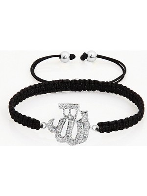 Kuyumcudükkanı Kuyumcudukkani "allah"yazılı Makrome Ipli Bileklik- 40049-W-W-BLK