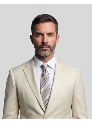 1001 Kravat Bej Rengi Klasik Kravat - 8 cm genişliğinde