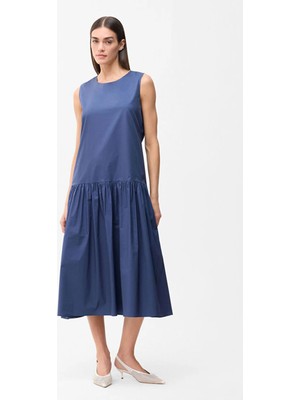 Love My Body Kolsuz Bağlama Detaylı Poplin Elbise Lacivert 124L9897000