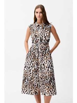 adL Leopar Desenli Fermuarlı Elbise Leopar Desenli 12443762003