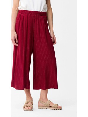 Love My Body Çizgili Beli Lastikli Bol Pantolon Bordo 153L7417010