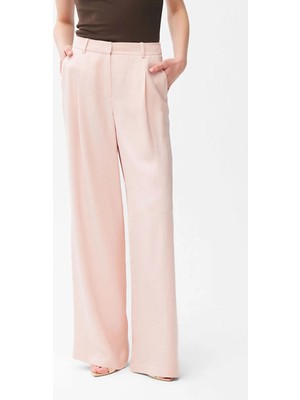 adL Pileli Rayon Bol Paça Pantolon Pudra 15345243003