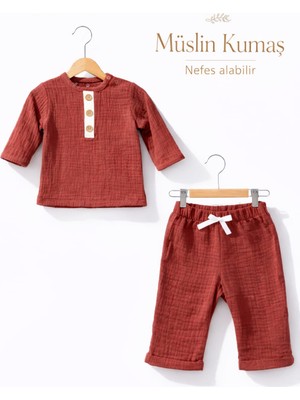 Bebek/çocuk Müslin Kumaş Ikili Alt Üst Takım