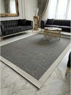 Dekoset Sisal Halı Gri Krem- Salon, Oda, Koridor Halısı- Kaymaz Taban Yıkanabilir Kilim