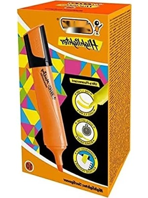 Ulu Pazarlama Fosforlu Kalem Seti, 10'lu Kutu, Turuncu, Dikkat Çekici Renk