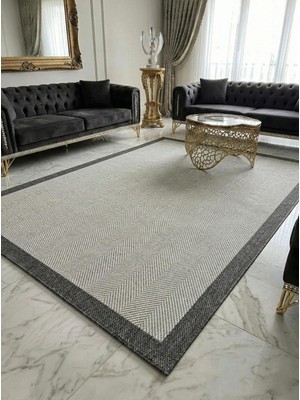 Dekoset Sisal Krem Gri-Halı Salon, Oda, Koridor Halısı- Kaymaz Taban Yıkanabilir Kilim