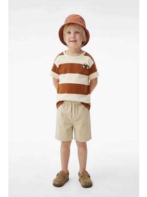 Koton Erkek Bebek Bisiklet Baskılı Kısa Kollu Bisiklet Yaka Pamuklu Çizgili Tişört