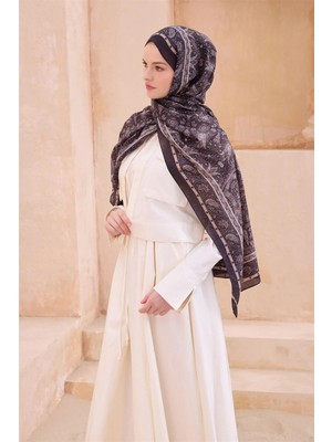 Belli Fresh Etnik Desen Siyah Vizon Sanda Şal 1406