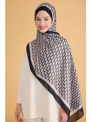 Belli Fresh Monogram Desen Siyah Gri Nova Şal 1000 - 02