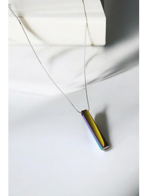 Luna Jewelry Erkek Gümüş Renk Rainbow Steel Bar 316 L Çelik Kolye