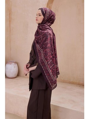 Belli Fresh Etnik Desen Bordo Sanda Şal 1406