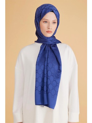 Belli Fresh Geometrik Desen Gece Mavisi Safir Şal 3 - 169