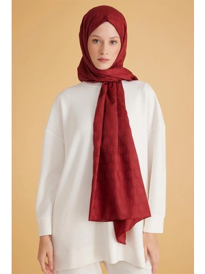 Belli Fresh Monogram Koyu Bordo Şal 1