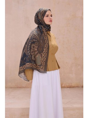 Belli Fresh Etnik Desen Haki Vizon Vintage Şal 3 - 27