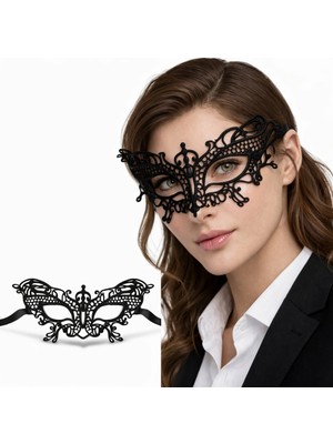Eco Lounge Siyah Dantel Venedik Maskesi Kadın – Zarif Parti &amp; Balo Maskesi 2 No