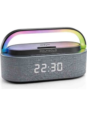 Beemen Rgb Işıklı Bluetooth Hoparlör Kablosuz Şarjlı Dijital Saat Alarm Özellikli Masaüstü Speaker