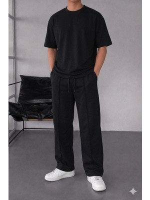 Tarz Cool Erkek Oversize T-Shirt Eşofman Takımı Rahat Kesim Basic Kombin