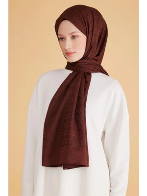 Belli Fresh Geometrik Desen Kızıl Kahve Safir Şal 2 - 75