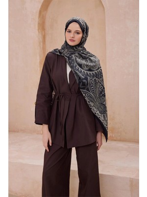 Belli Fresh Etnik Desen Siyah Vintage Şal 3