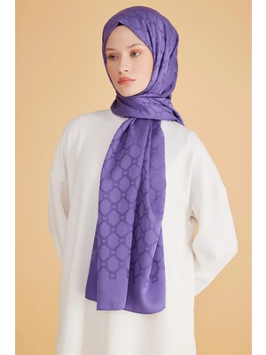 Belli Fresh Geometrik Desen Mor Safir Şal 3 - 49