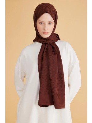 Belli Fresh Geometrik Desen Kızıl Kahve Safir Şal 1 - 75