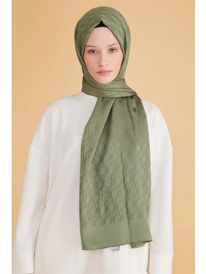 Belli Fresh Geometrik Desen Haki Safir Şal 1 - 01