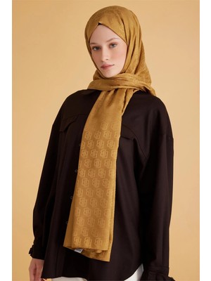 Belli Fresh Monogram Hardal Yeşili Şal 1