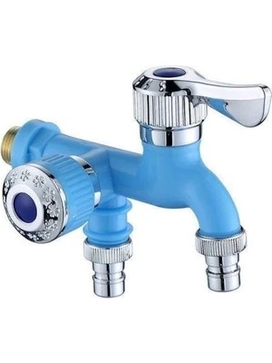 Ulu Pazarlama Çift Vana Çıkışlı Sızdırmaz Plastik Musluk Aparatı