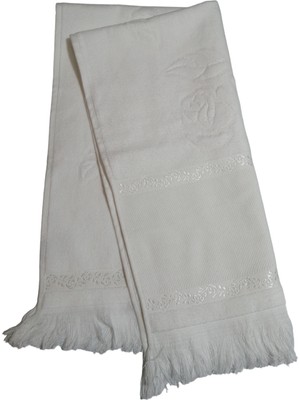 Abarta Fiesta Soft Kadife Etamin Boşluklu 50*90CM Saçaklı Havlu Beyaz 1 Adet
