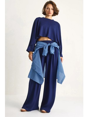 Shade Kadın Yarasa Kol Crop Beli Lastikli Pantolon Modal Alt-Üst Takım