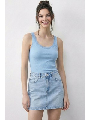 Shade Kadın Pamuklu Slim Fit U Yaka Dantelli Atlet