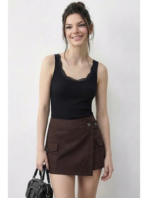 Shade Kadın Pamuklu Slim Fit U Yaka Dantelli Atlet